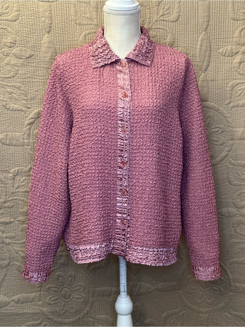 France 1 Mauve/Pink color Vintage 1990’s Textured Shimmering Blouse